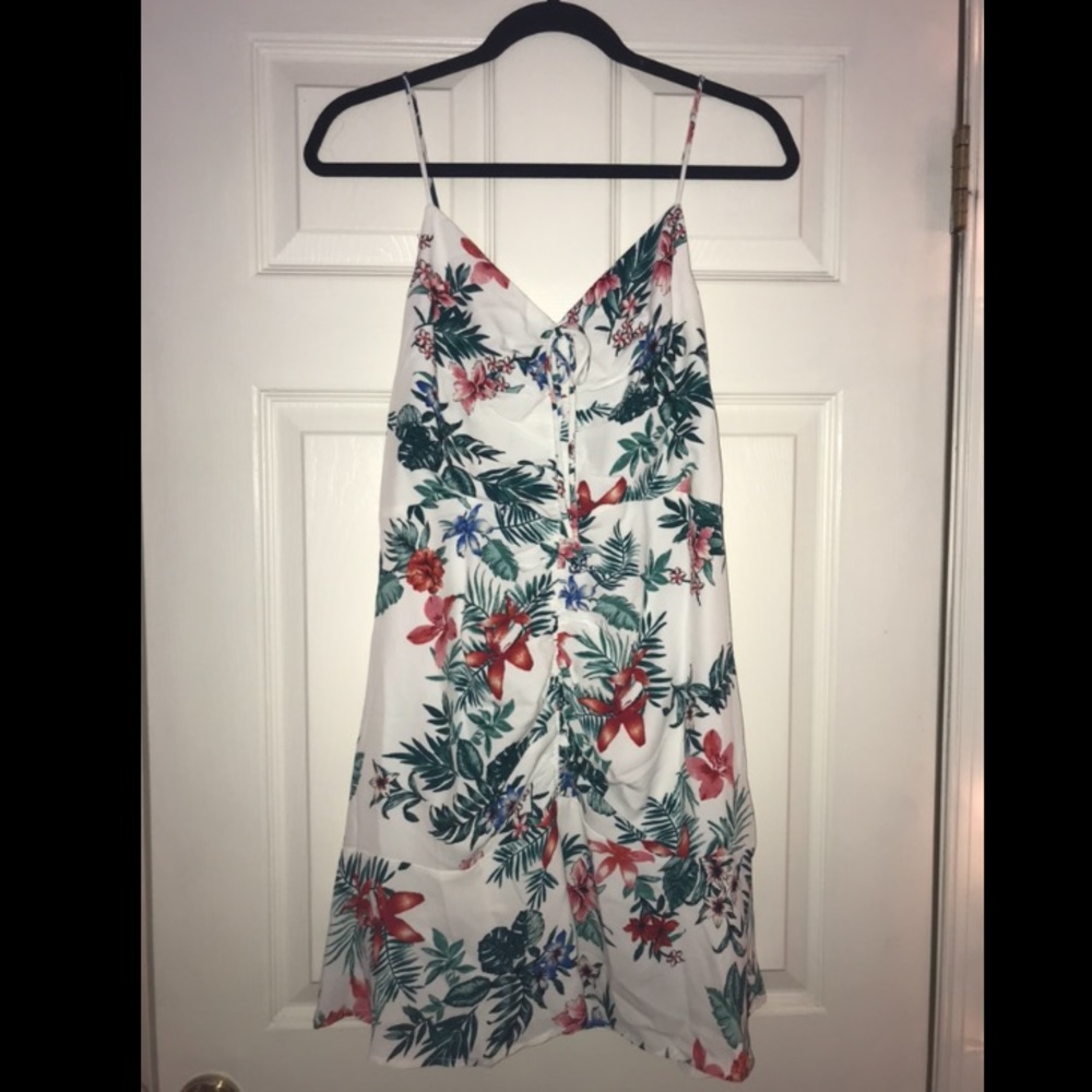 AQUA. White/Multicolored Print Dress